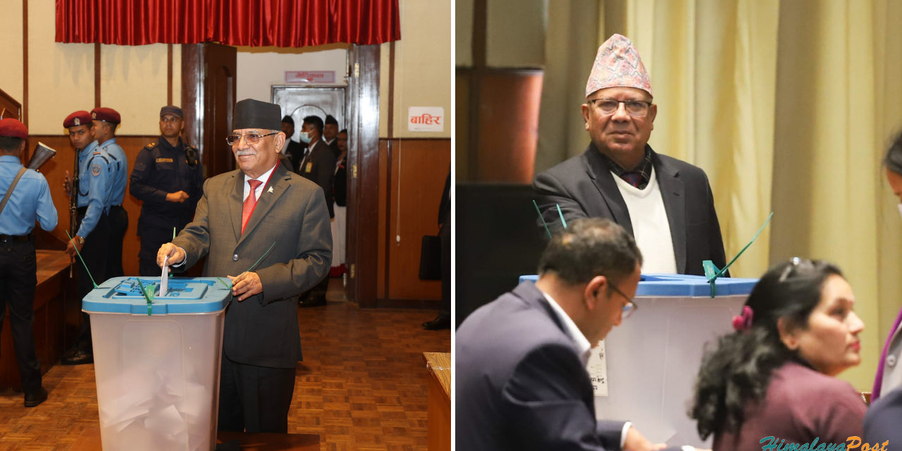 पूर्वप्रधानमन्त्रीद्वय नेपाल र देउवाद्वारा मतदान