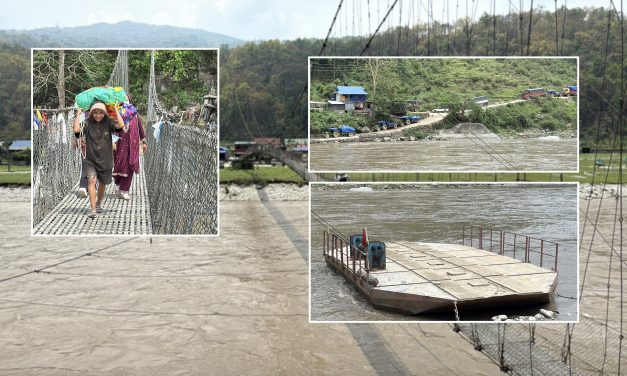 भोजपुर-संखुवासभा जोड्ने पक्की पुल नबन्दा सास्ती खेप्दै सर्वसाधारण