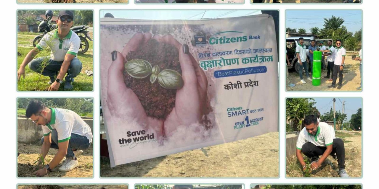 सिटिजन्स बैंकद्वारा विश्व वातावरण दिवसको उपलक्ष्यमा कोशी प्रदेशमा वृक्षारोपण सम्पन्न