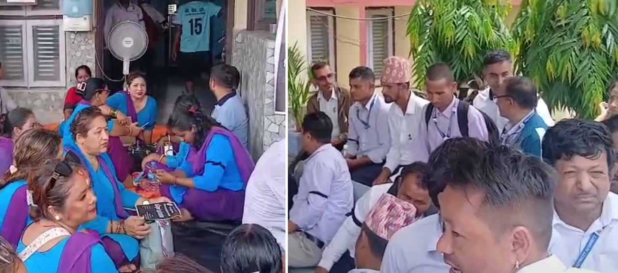 विद्युत प्राधिकरण कोशी प्रदेशमा कार्यरत दैनिक ज्यालादारी श्रमिक धर्नामा
