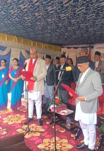 नवनियुक्त मुख्यमन्त्री ईन्द्र बहादुर बानियाँद्वारा शपथ ग्रहण