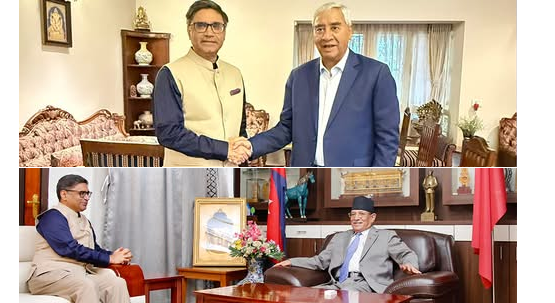 भारतीय विदेशमन्त्री मिश्रीद्वारा सभापति देउवा र अध्यक्ष प्रचण्डसँग भेटवार्ता