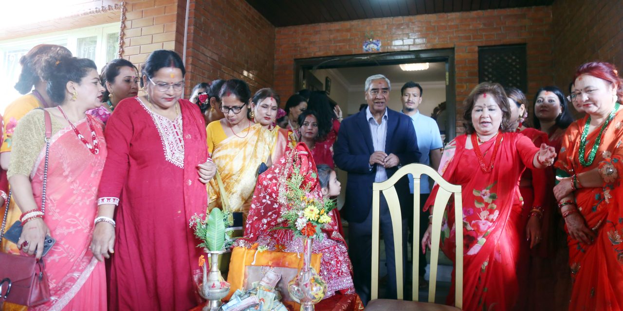 काँग्रेस सभापति देउवा निवासमा मनाइयो गौरा पर्व