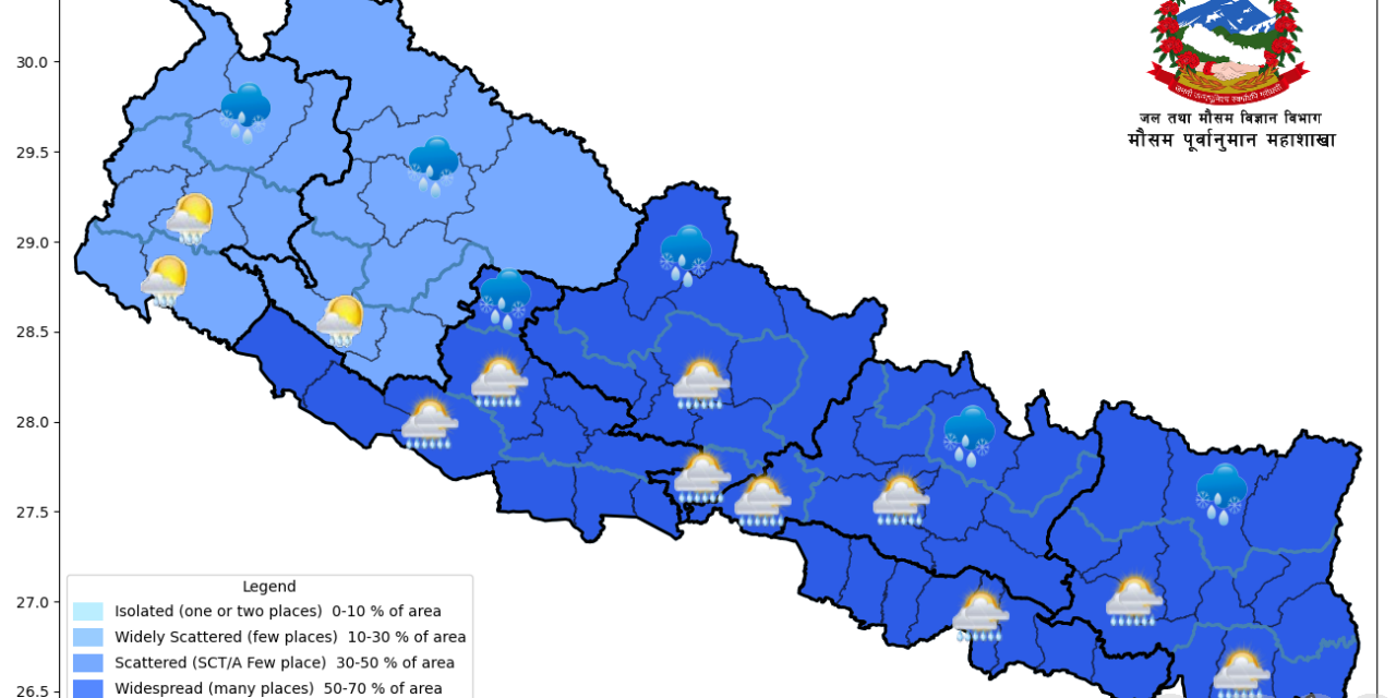 आज साँझदेखि मौसममा सुधार हुने पूर्वानुमान
