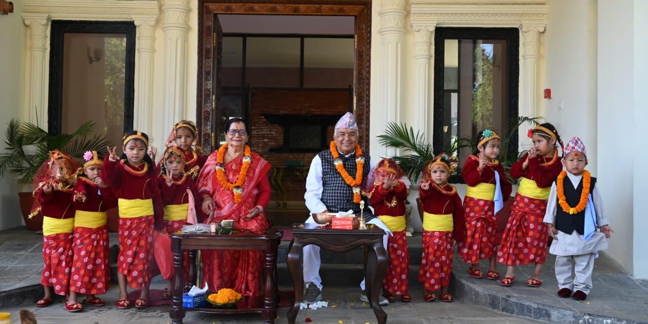 आश्विन शुक्ल नवमीका अवसरमा राष्ट्रपति पौडेलद्वारा कन्या पूजा