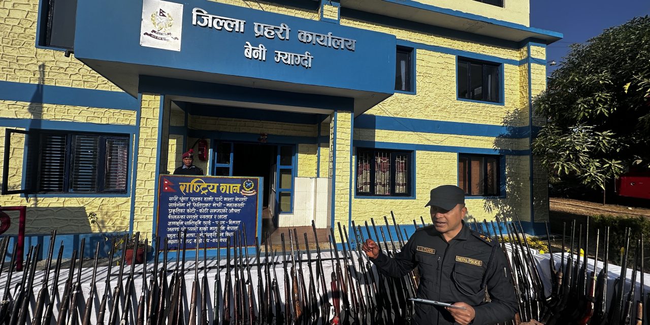 म्याग्दीमा एक सय पन्ध्र थान बन्दुक बरामद