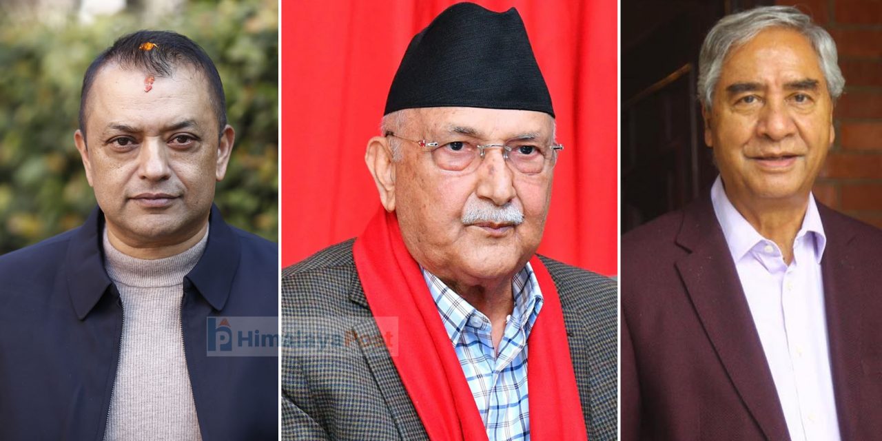 प्रधानमन्त्री बालेनलाई गगन, ओली र देउवाद्वारा बधाई ज्ञापन