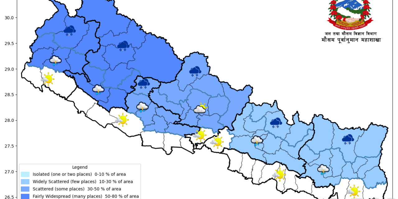 यस्तो छ आजको मौसम पूर्वानुमान