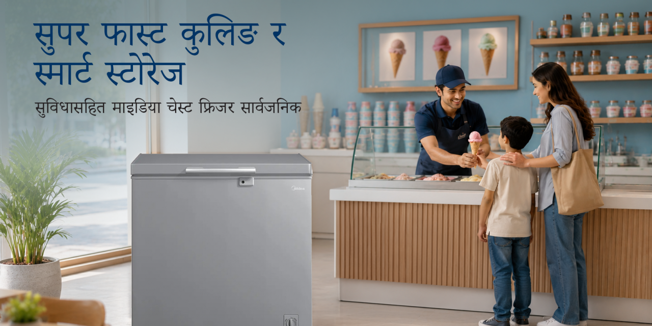 सुपर फास्ट कुलिङ र स्मार्ट स्टोरेज सुविधासहित माइडिया चेस्ट फ्रिजर सार्वजनिक