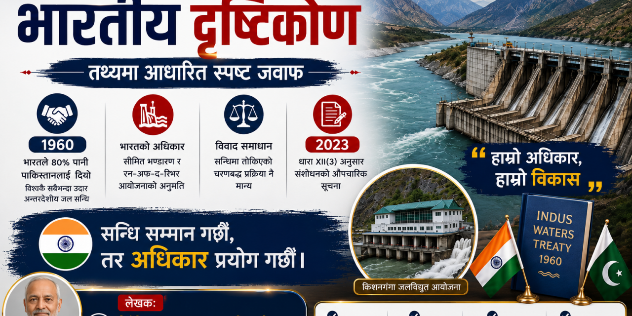इन्डस जल सन्धिबारे भारतीय दृष्टिकोण: आरोपभन्दा तथ्यको आधारमा बहस आवश्यक