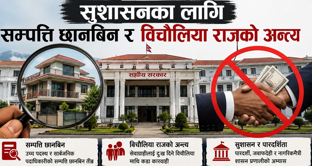सरकारको १०० दिनः सुशासनका लागि सम्पत्ति छानबिन र विचौलिया राजको अन्त्य