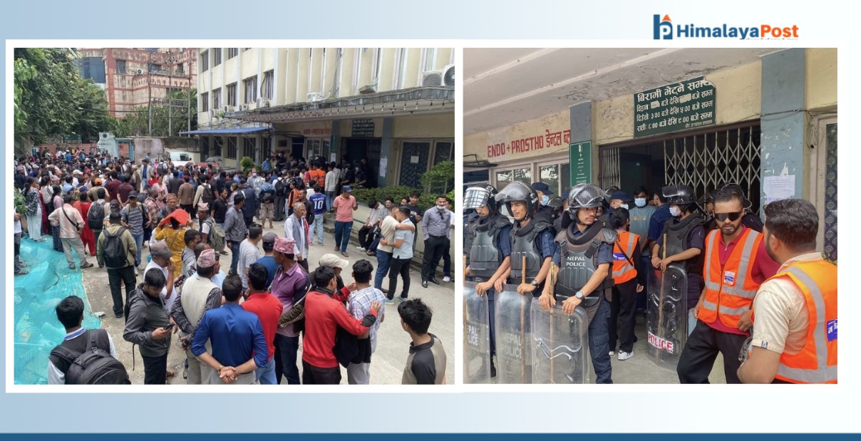 आत्मदाह गरेका गणेश नेपालीको निधनपछि वीर अस्पतालमा प्रहरी तैनाथ