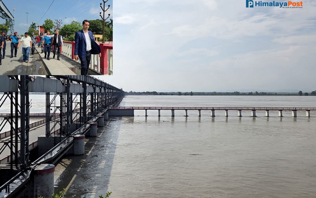 बढ्दो जलप्रवाहपछि कोशी ब्यारेजको प्रशासनद्वारा अनुगमन, एक लाख ५१ हजार क्युसेक बहाव, २० ढोका खोलिए