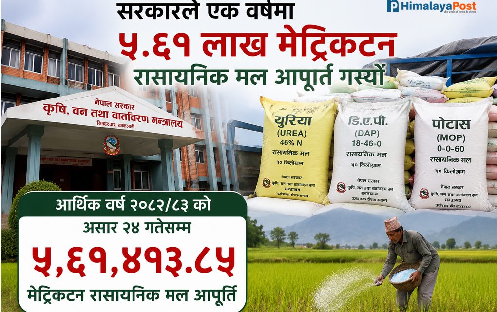 रासायनिक मलको आपूर्ति पाँच लाख ६१ हजार मेट्रिकटन नाघ्यो