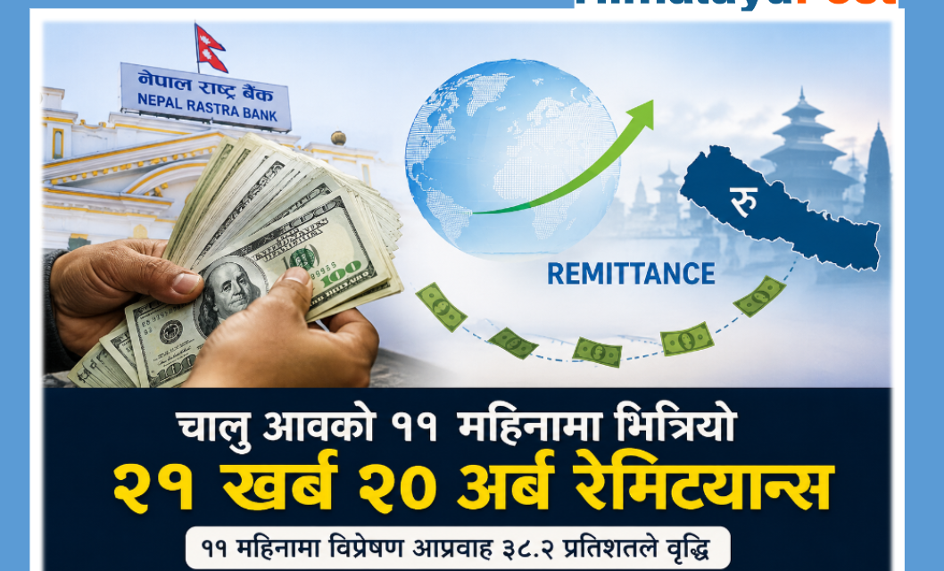 चालु आवको ११ महिनामा भित्रियो २१ खर्ब २० अर्ब रेमिट्यान्स