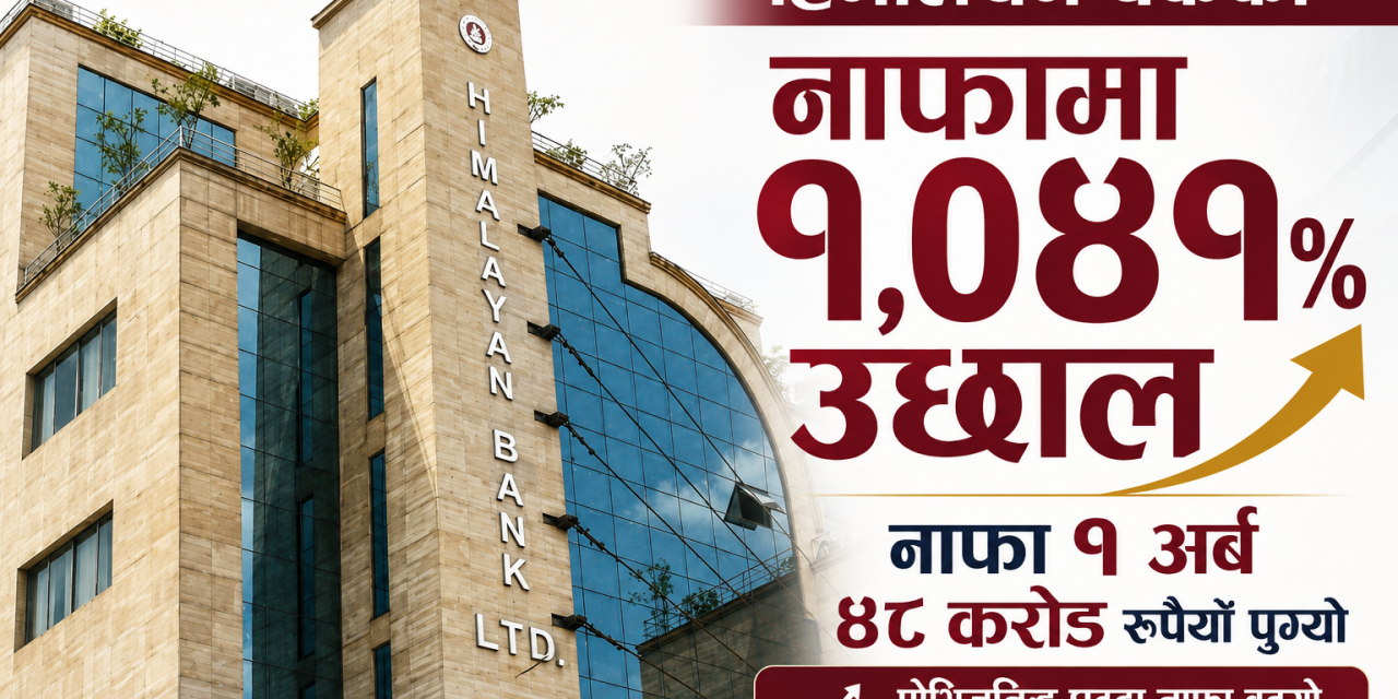 हिमालयन बैंकको नाफामा चमत्कारिक वृद्धि, १ हजार ४१ प्रतिशत उछाल