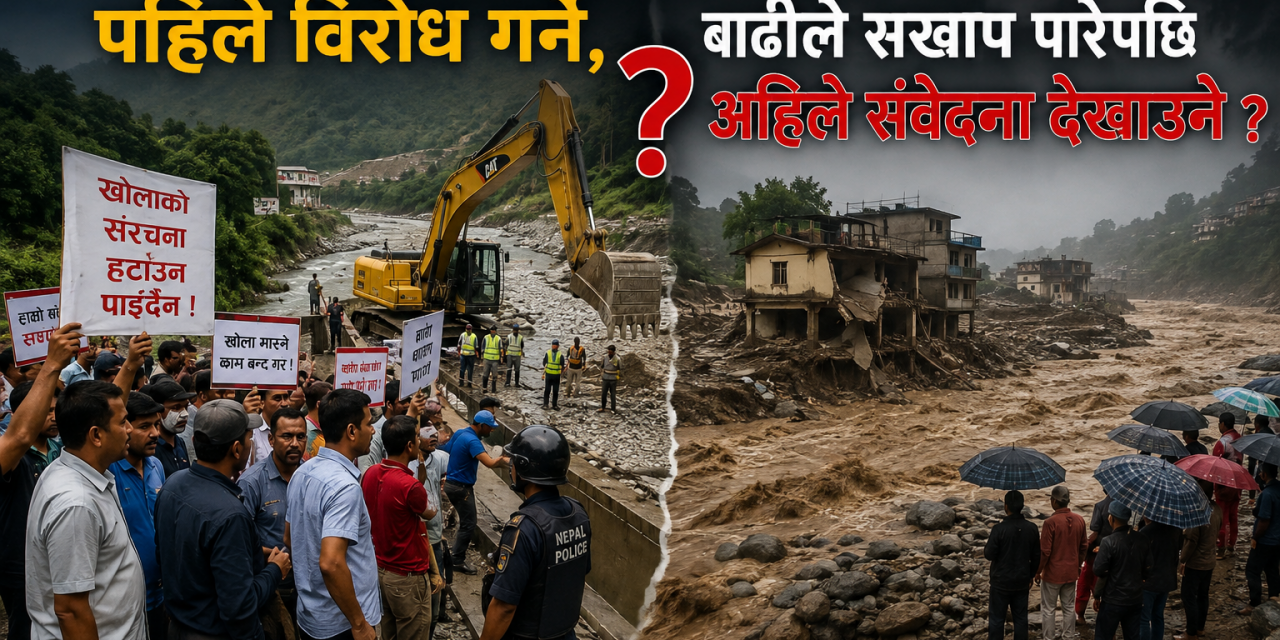 खोलानालाको संरचना हटाउँदा पहिले विरोध गर्ने, बाढीले सखाप पारेपछि अहिले संवेदना देखाउने ?