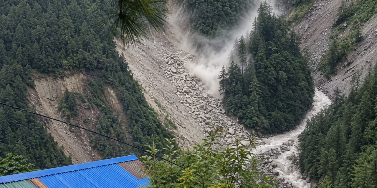 गोरखाको छेकम्पारमा पहिरो खस्दा स्यार खोला केहीबेर थुनियो