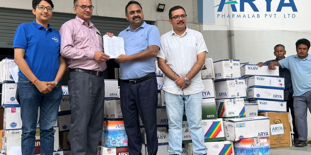 आर्या फार्माल्यावद्वारा बाढी तथा विपद् प्रभावित नागरिकका लागि ८२ लाख बढिको औषधि सहयोग