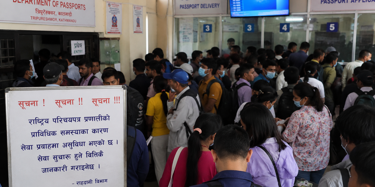 राष्ट्रिय परिचयपत्रको सर्भरमा प्राविधिक समस्या, राहदानी विभागसहित १३ सरकारी निकायको सेवा ठप्प; हजारौं सेवाग्राही सास्तीमा