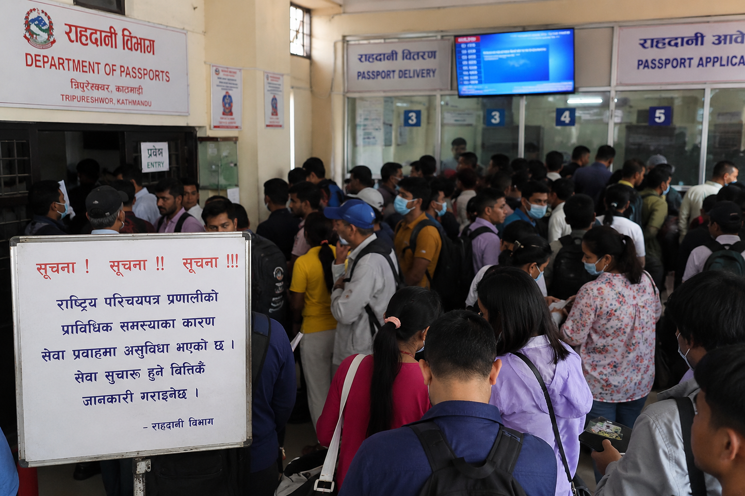 राष्ट्रिय परिचयपत्रको सर्भरमा प्राविधिक समस्या, राहदानी विभागसहित १३ सरकारी निकायको सेवा ठप्प; हजारौं सेवाग्राही सास्तीमा