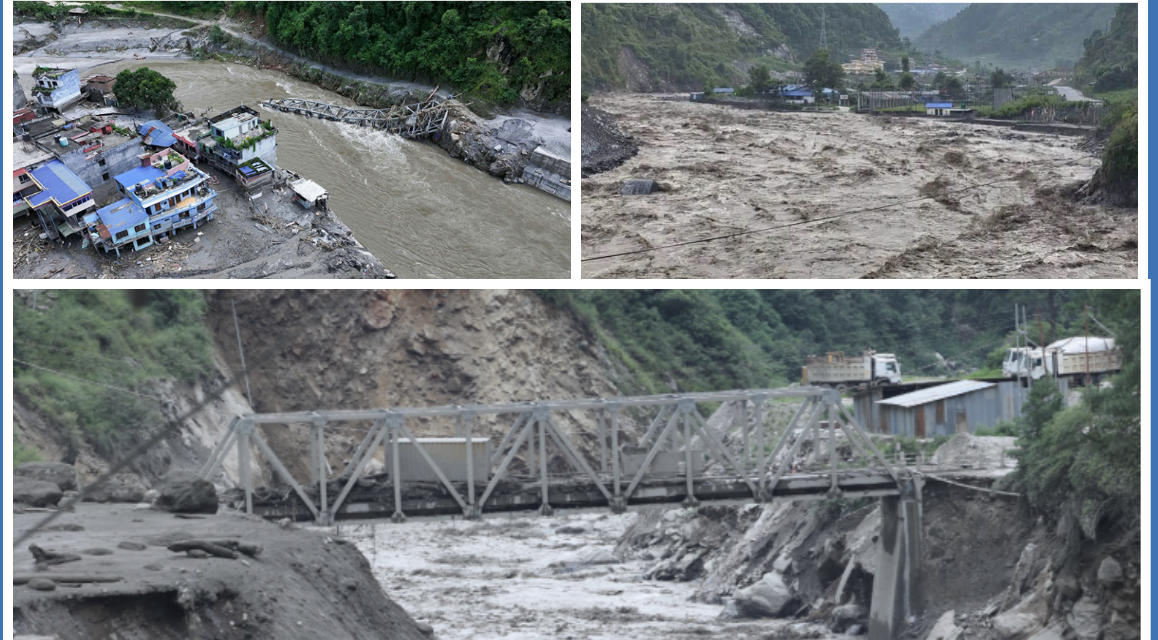 भोटेकोशी बाढीले रसुवाको ४० किलोमिटर सडक बगायो, ४१ पुलमा क्षति
