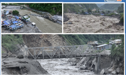 भोटेकोशी बाढीले रसुवाको ४० किलोमिटर सडक बगायो, ४१ पुलमा क्षति
