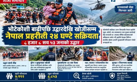 भोटेकोशी बाढीपछि उद्धारदेखि खोजीसम्म नेपाल प्रहरीको २४ घण्टे सक्रियता, ६ हजार ८ सय ५३ जनाको उद्धार