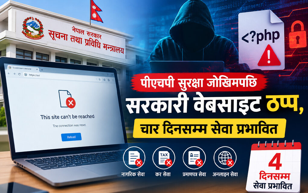 पीएचपी सुरक्षा जोखिमपछि सरकारी वेबसाइट ठप्प, चार दिनसम्म सेवा प्रभावित