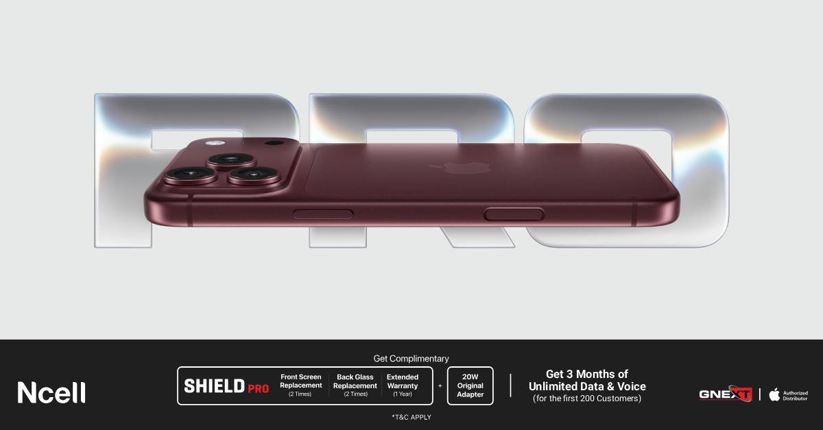 एनसेल ग्राहकलाई आइफोन १८ खरिदमा विशेष बन्डल प्याकेज
